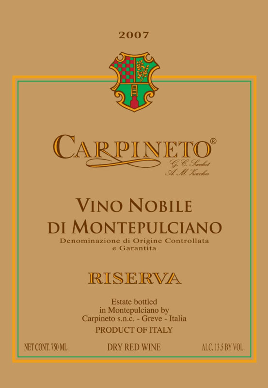 Carpineto Vino Nobile di Montepulciano Riserva 2007 Front Label