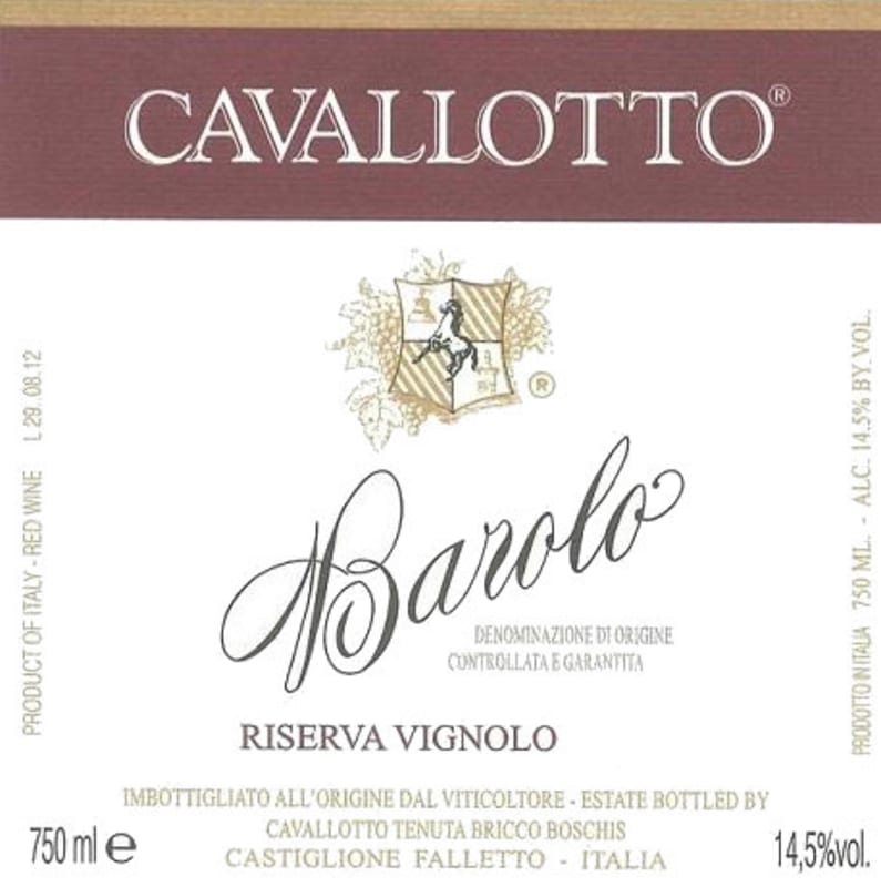 Cavallotto Barolo Vignolo Riserva 2007 Front Label