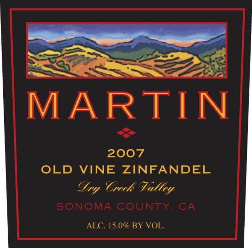 Martin Family Vineyards Old Vine Zinfandel 2007 Front Label