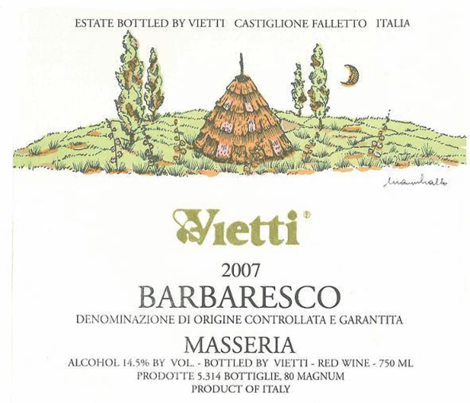 Vietti Barbaresco Masseria 2007 Front Label
