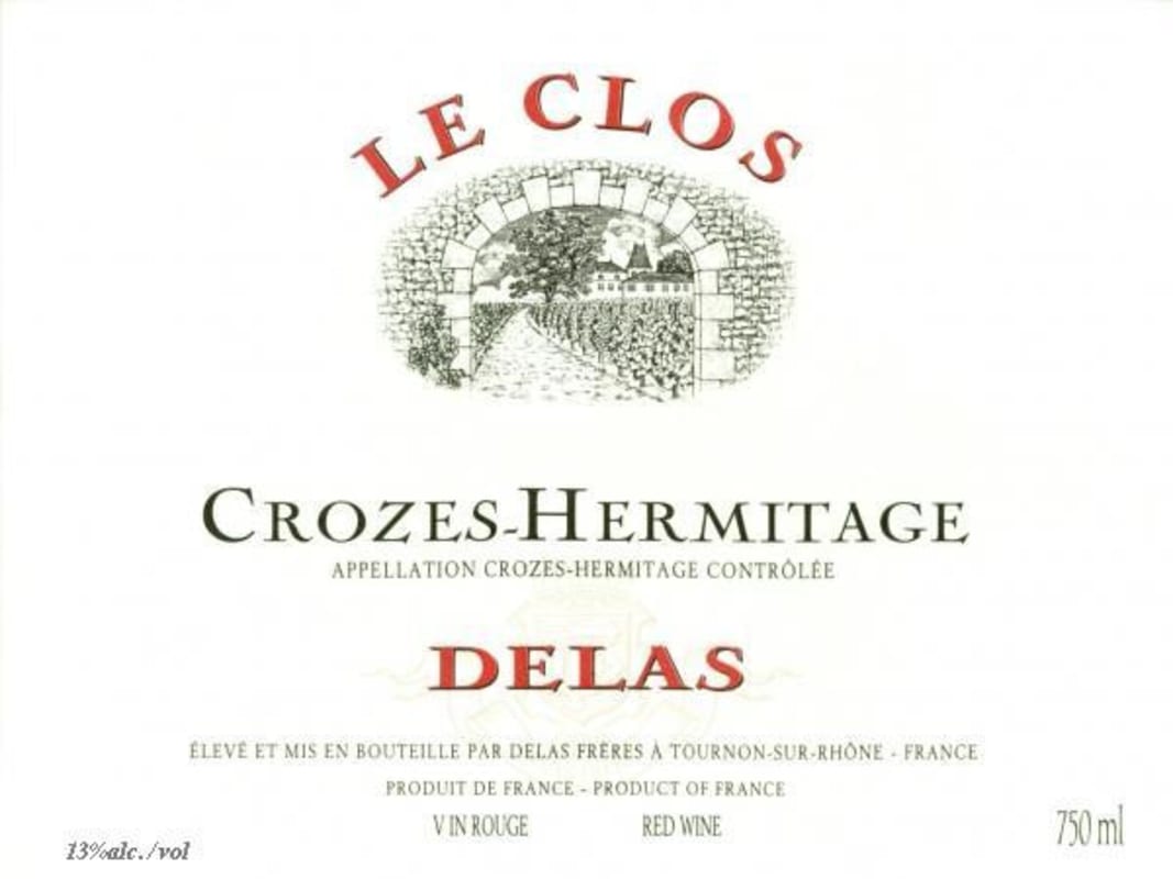 Delas Crozes-Hermitage Le Clos 2007 Front Label