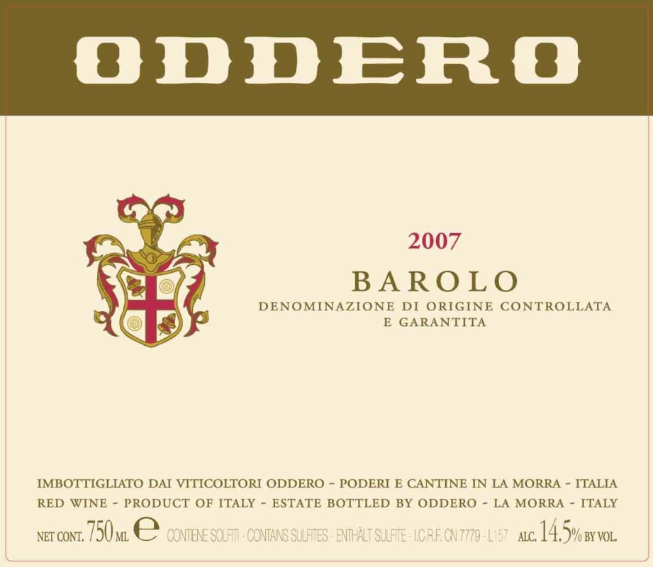 Oddero Barolo 2007 Front Label