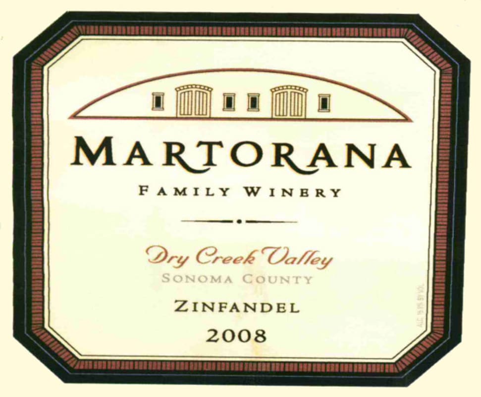 Martorana Family Winery Zinfandel 2008 Front Label
