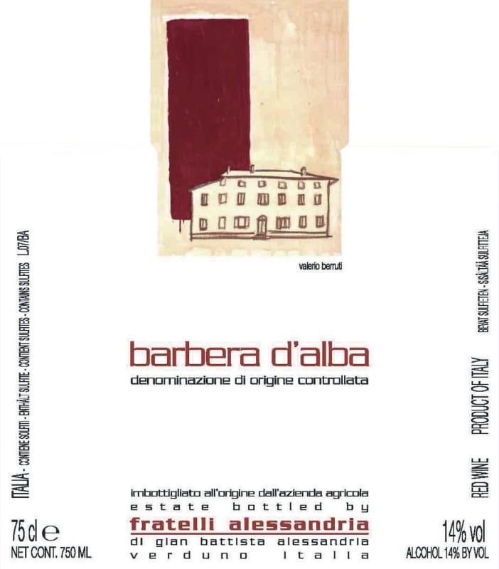 Fratelli Alessandria Barbera d'Alba 2007 Front Label