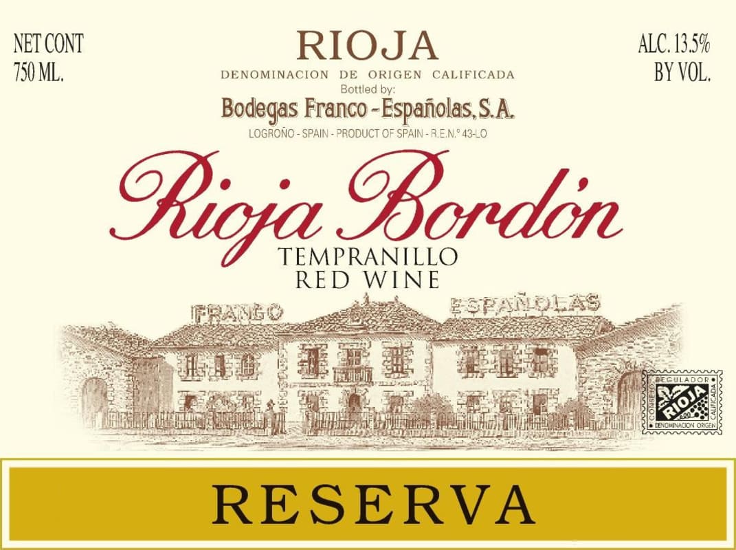 Bodegas Franco-Espanolas Rioja Bordon Reserva 2007 Front Label