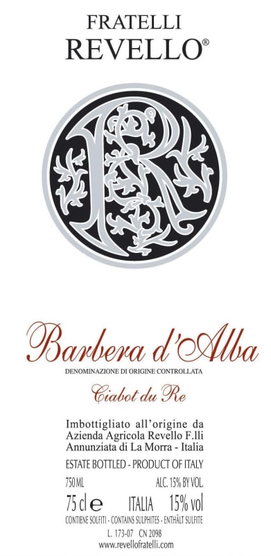 Fratelli Revello Barbera d'Alba Caibot 2007 Front Label