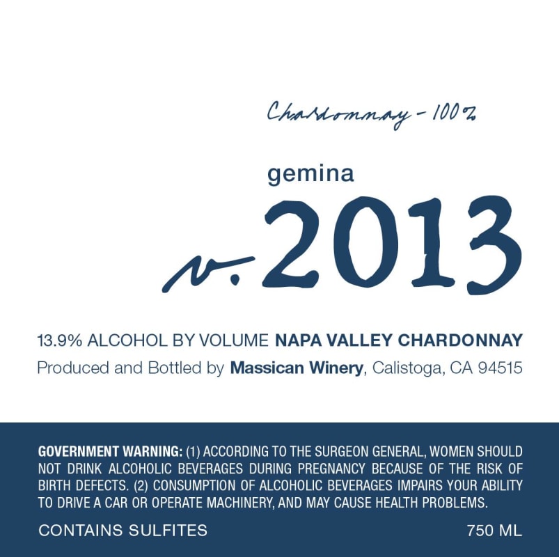 Massican Gemina White 2013 Front Label