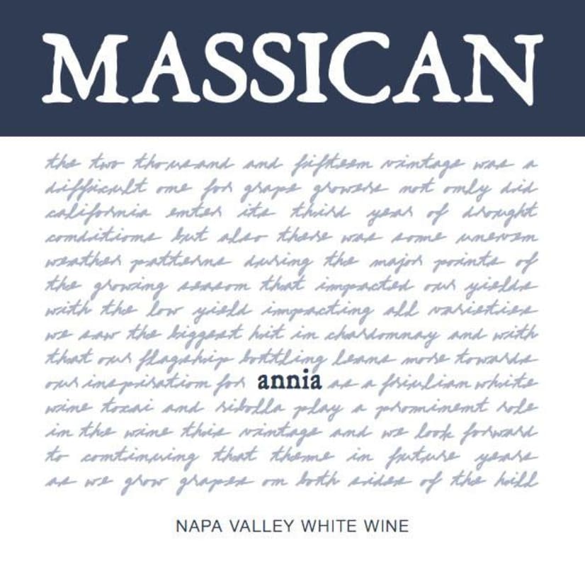 Massican Annia White 2015 Front Label