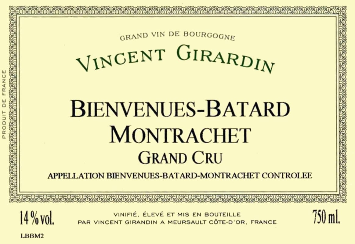 Vincent Girardin Bienvenue Batard Montrachet 2007 Front Label