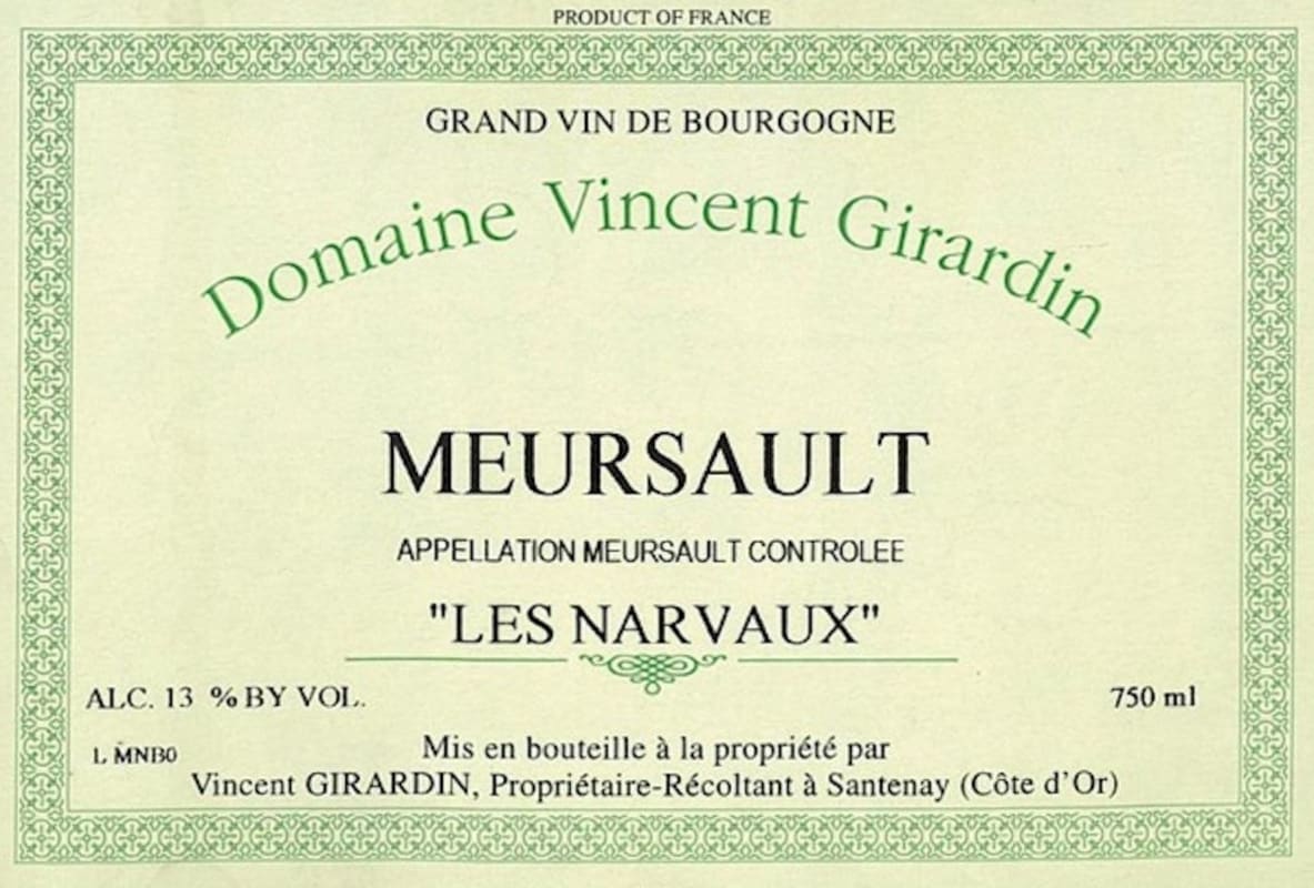 Vincent Girardin Meursault Les Narvaux 2007 Front Label