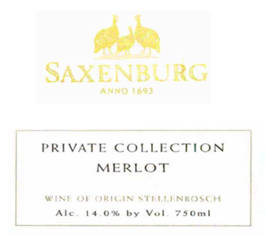 Saxenburg Private Collection Merlot 2007 Front Label