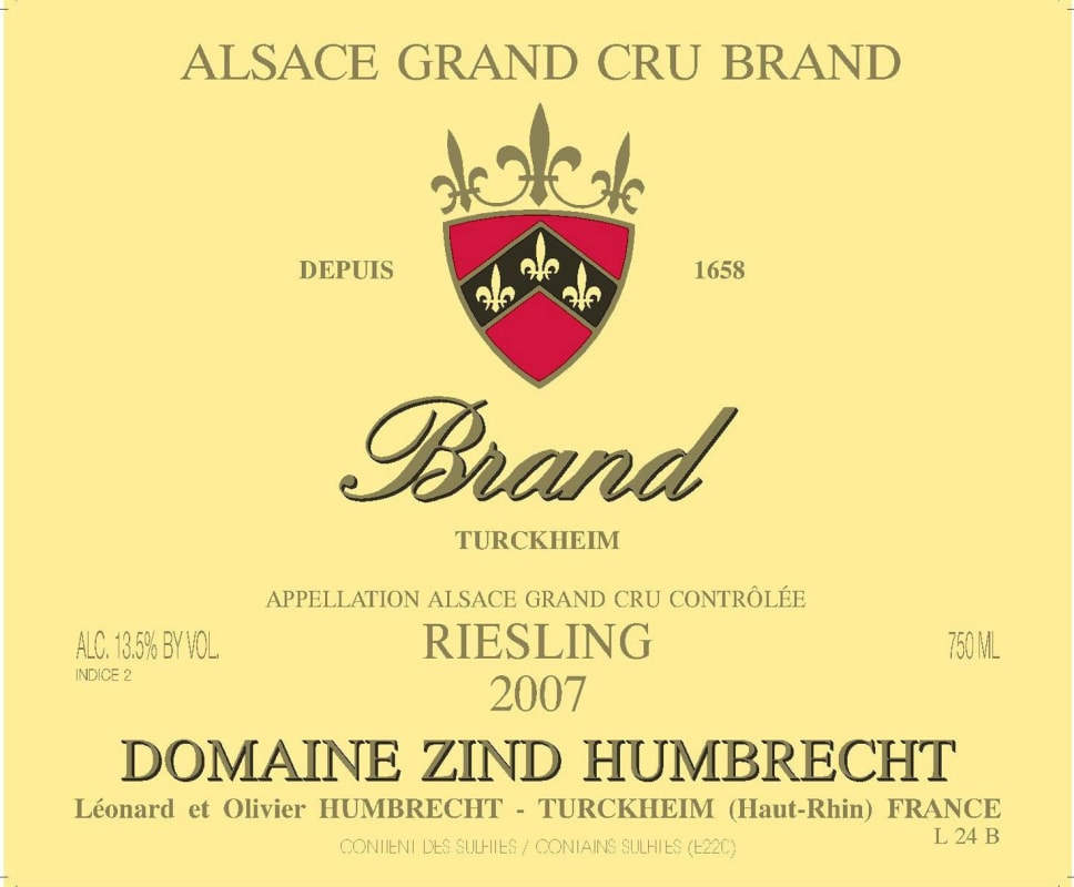 Zind-Humbrecht Brand Grand Cru Riesling 2007 Front Label