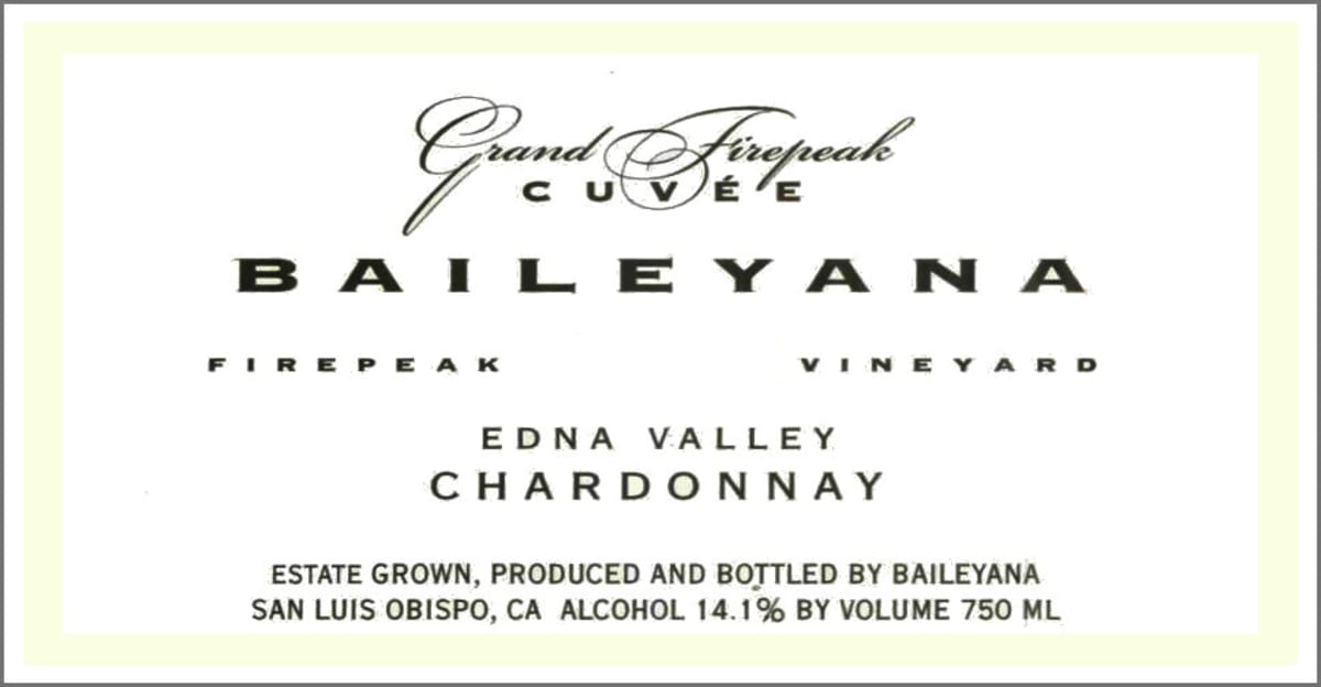 Baileyana Grand Firepeak Cuvee Firepeak Vineyard Chardonnay 2005 Front Label