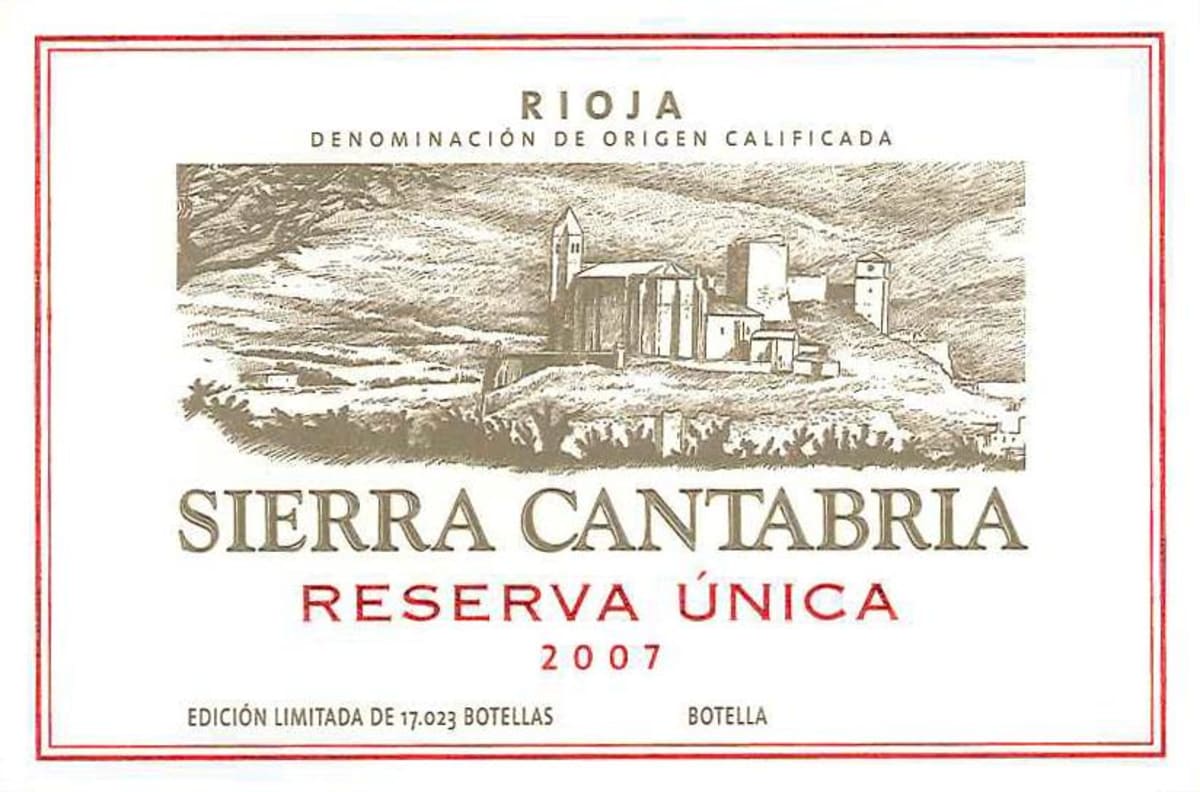 Sierra Cantabria Reserva Unica 2007 Front Label
