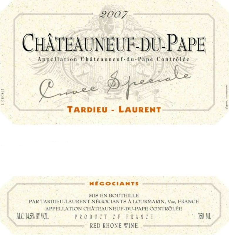 Tardieu-Laurent Chateauneuf-du-Pape Cuvee Speciale 2007 Front Label