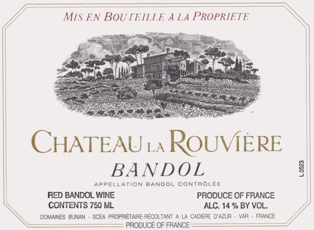 Domaines Bunan Bandol Chateau de la Rouviere 2008 Front Label