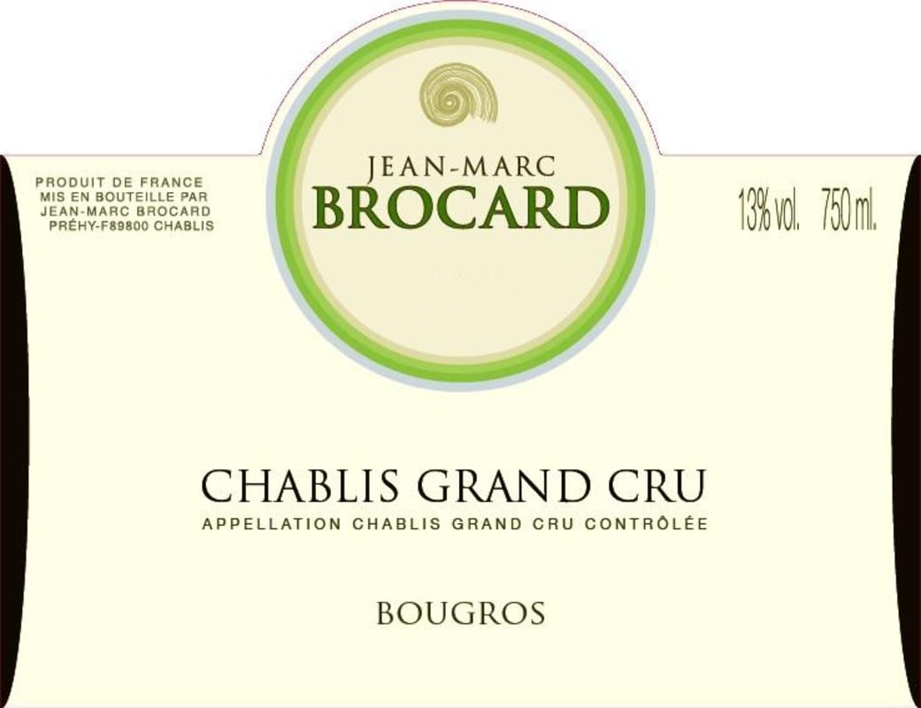 Brocard Chablis Bougros Grand Cru 2008 Front Label