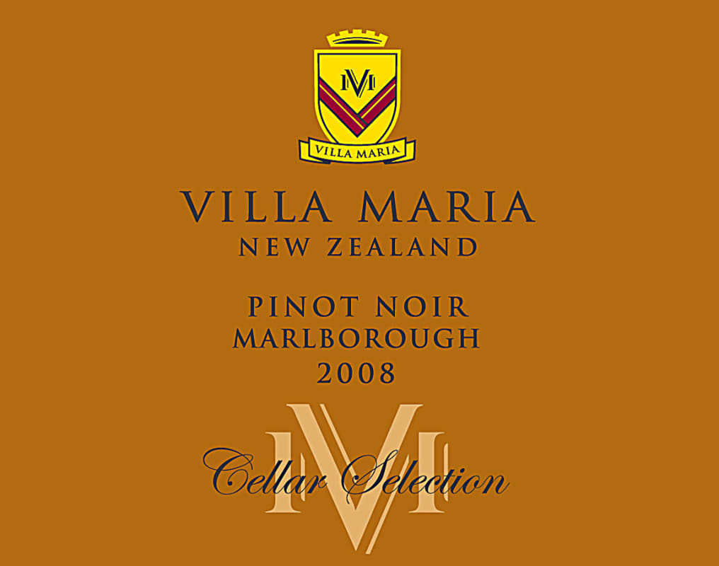 Villa Maria Cellar Selection Pinot Noir 2008 Front Label