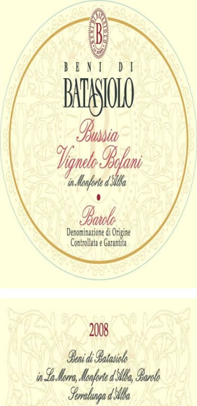 Beni di Batasiolo Barolo Bofani 2008 Front Label