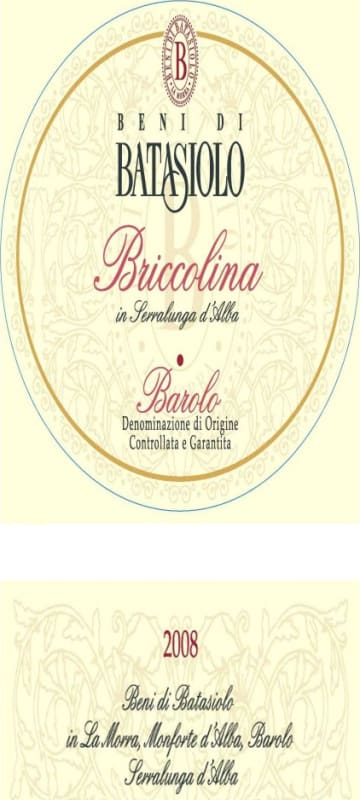 Beni di Batasiolo Barolo Briccolina 2008 Front Label