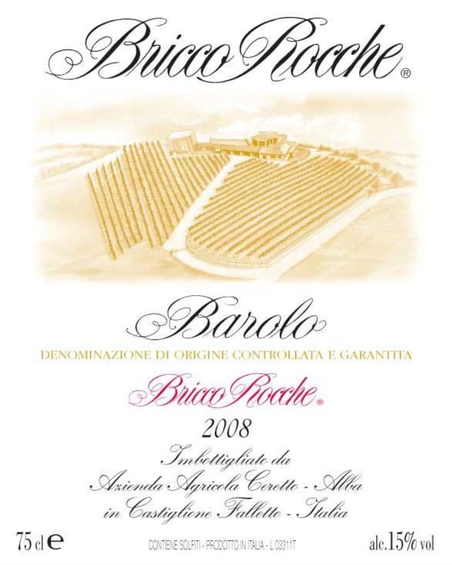 Ceretto Barolo Bricco Rocche 2008 Front Label