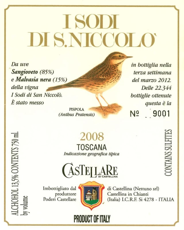Castellare I Sodi di San Niccolo 2008 Front Label