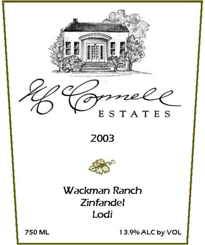 McConnell Estates Winery Wackman Ranch Zinfandel 2003 Front Label