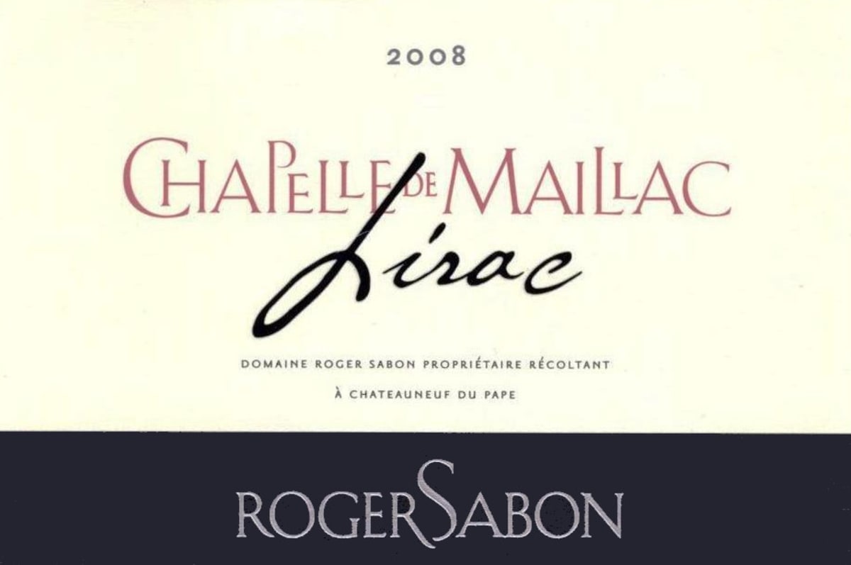 Roger Sabon Lirac Chapelle de Maillac 2008 Front Label