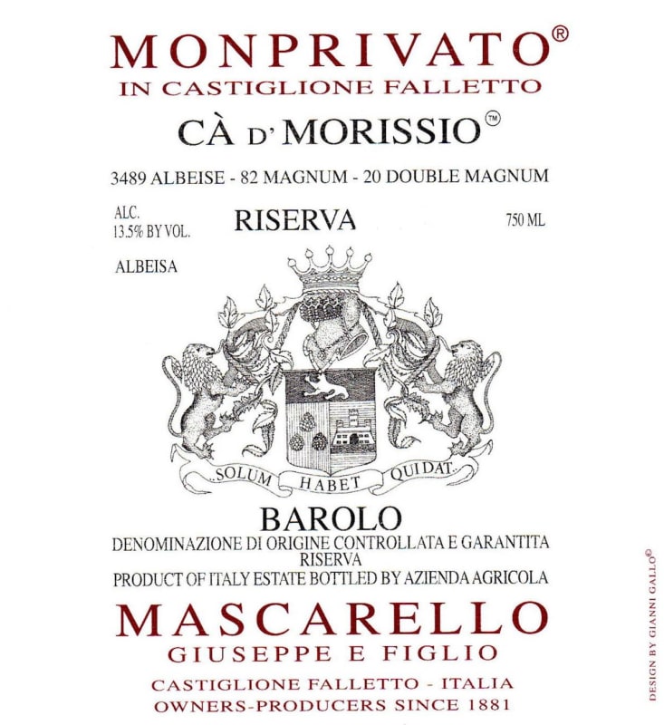 Giuseppe Mascarello Barolo Monprivato Ca d'Morissio Riserva 2008 Front Label