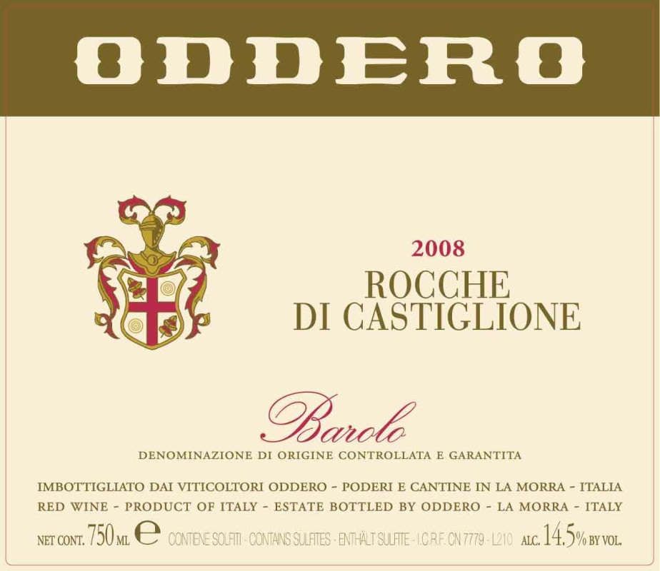 Oddero Barolo Rocche Di Castiglione 2008 Front Label