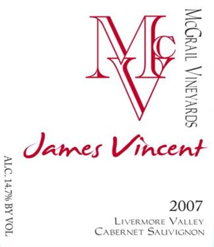 McGrail Vineyards and Winery James Vincent Cabernet Sauvignon 2007 Front Label