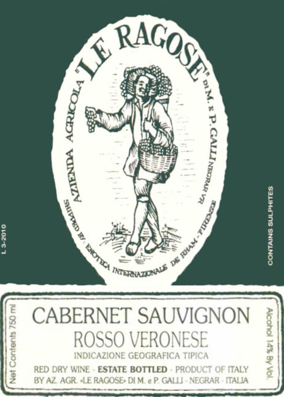 Le Ragose Veronese Cabernet Sauvignon Rosso 2008 Front Label
