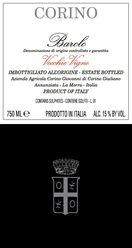 Giovanni Corino Barolo Vecchie Vigne 2008 Front Label