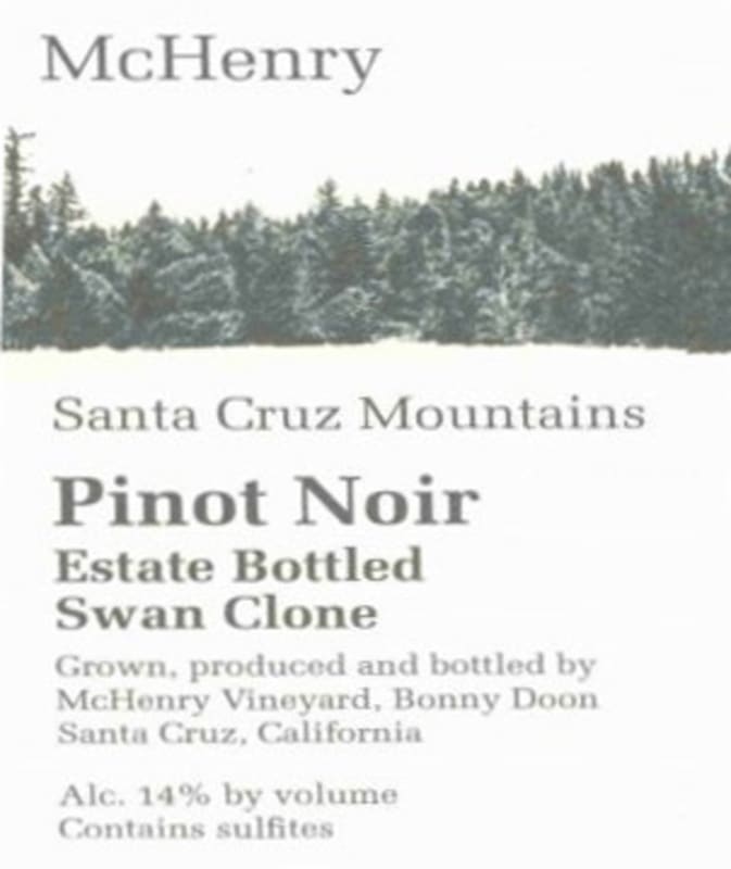 McHenry Vineyard Swan Clones Estate Pinot Noir 2012 Front Label