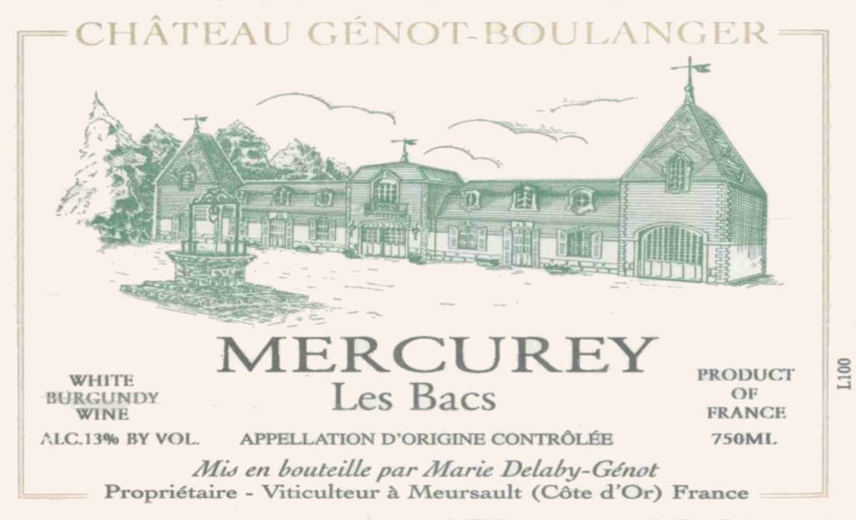 Domaine Genot-Boulanger Mercurey Les Bacs Blanc 2008 Front Label