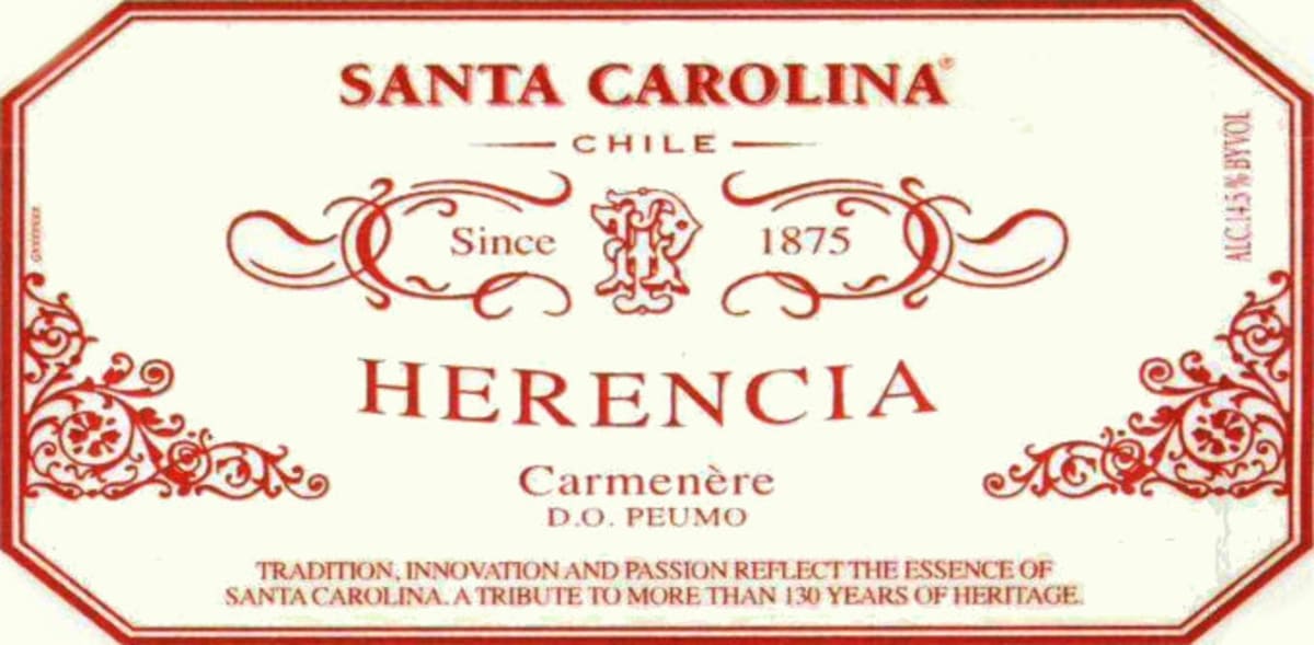 Santa Carolina Herencia Carmenere 2008 Front Label