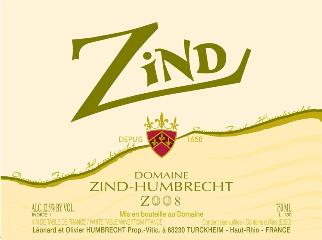 Zind-Humbrecht Zind 2008 Front Label