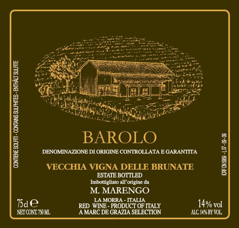 M. Marengo Barolo Vecchia Vigna Delle Brunate 2008 Front Label