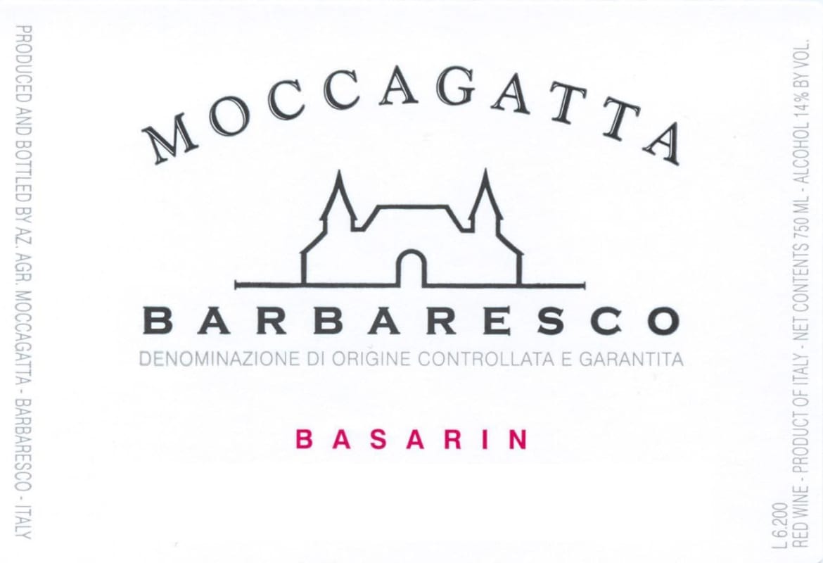 Moccagatta Barbaresco Basarin 2008 Front Label
