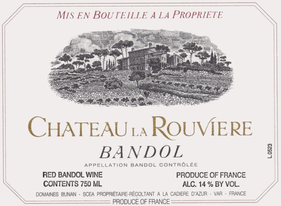 Domaines Bunan Bandol Chateau de la Rouviere 2009 Front Label