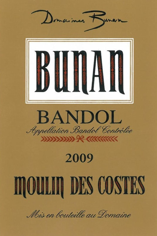 Domaines Bunan Bandol Moulin des Costes 2009 Front Label