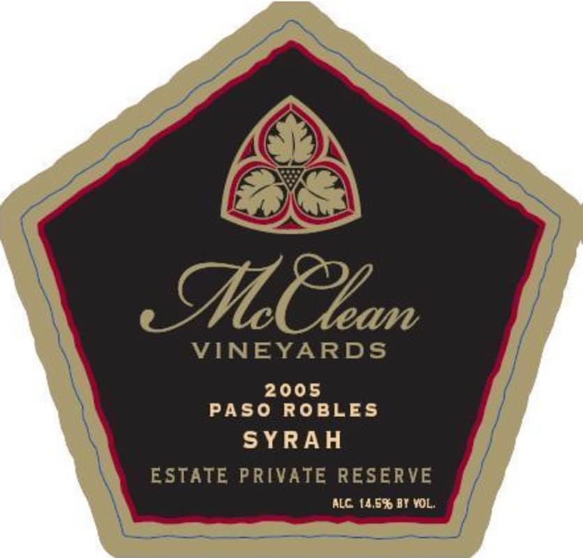McLean Vineyards Estate Private Reserve Syrah 2005 Front Label