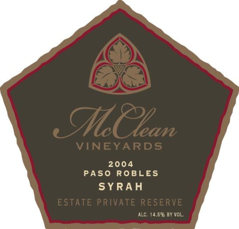 McLean Vineyards Estate Private Reserve Syrah 2004 Front Label