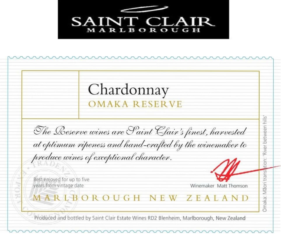 Saint Clair Omaka Reserve Chardonnay 2009 Front Label