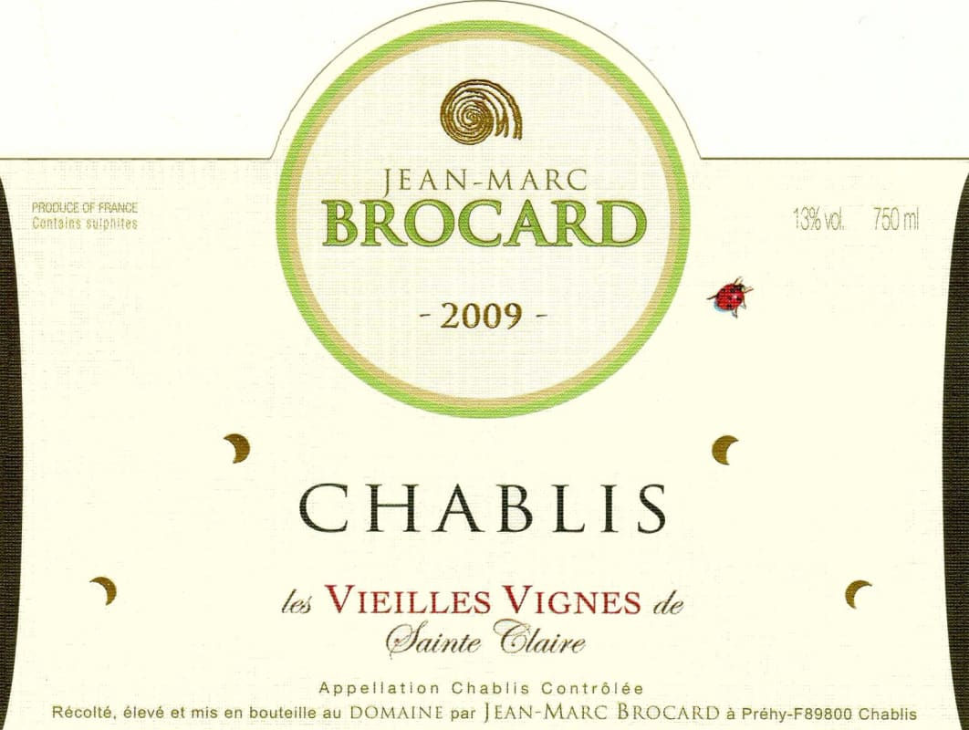 Brocard Chablis Sainte Claire Vieilles Vignes 2009 Front Label