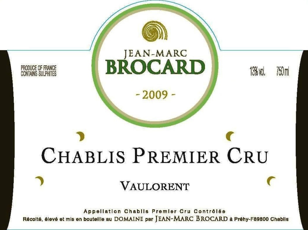 Brocard Chablis Vaulorent Premier Cru 2009 Front Label