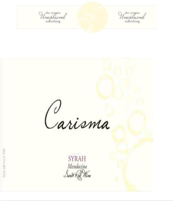 McNab Ridge Winery Carisma Syrah 2015 Front Label