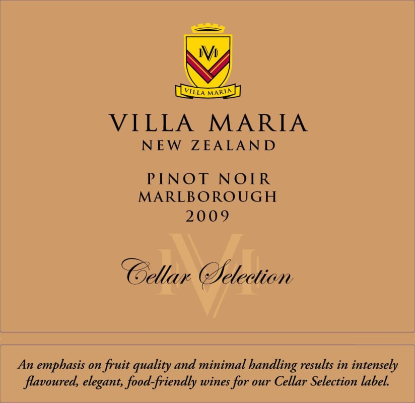Villa Maria Cellar Selection Pinot Noir 2009 Front Label