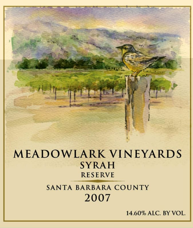 Meadowlark Vineyards Reserve Syrah 2007 Front Label