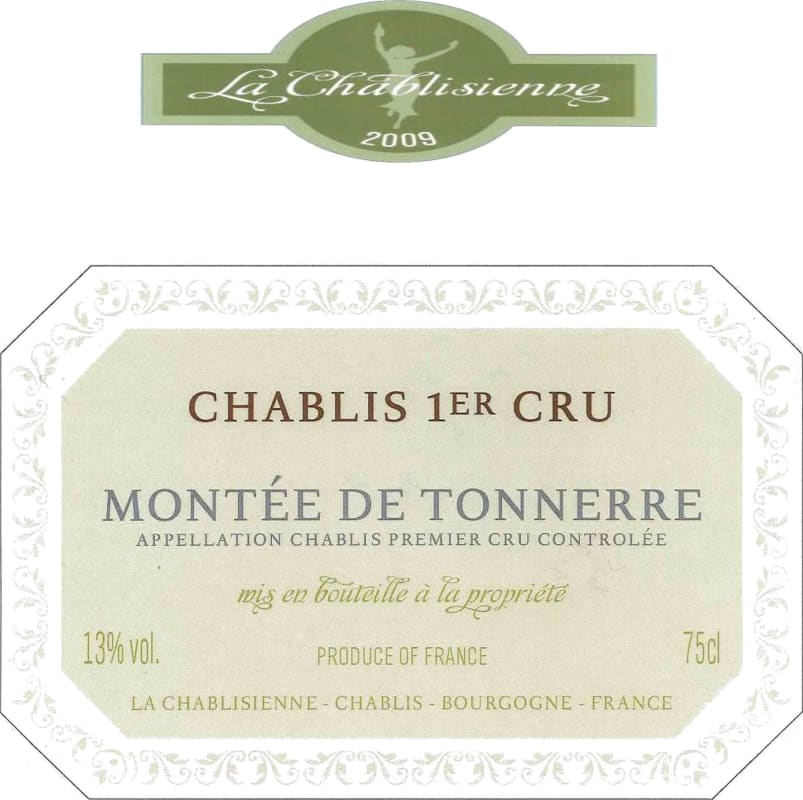 La Chablisienne Chablis Montee de Tonnerre Premier Cru 2009 Front Label